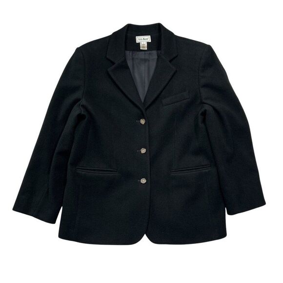 L.L. Bean Women's Size 14 Black Wool &‎ Cashmere Pea Coat - Picture 1 of 12